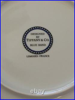 Tiffany Limoges Blue Band Dinner Plate Gold France 4-Available 10-3/4