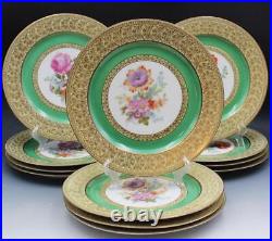 Tirschenreuther TIR170 Pattern Set of 12 Dinner Plates 10.75 Green Floral Gold Tirschenreuther TIR170 Pattern Set of 12 Dinner Plates 10.75 Green Floral Gold