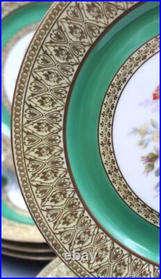 Tirschenreuther TIR170 Pattern Set of 12 Dinner Plates 10.75 Green Floral Gold Tirschenreuther TIR170 Pattern Set of 12 Dinner Plates 10.75 Green Floral Gold