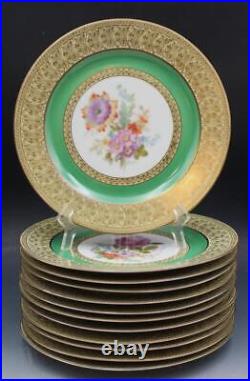 Tirschenreuther TIR170 Pattern Set of 12 Dinner Plates 10.75 Green Floral Gold Tirschenreuther TIR170 Pattern Set of 12 Dinner Plates 10.75 Green Floral Gold