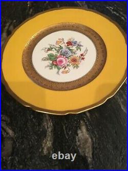 Tressemanes Vogt T&V Limoges Dinner Plates 10 Mustard And Gold With Floral Used