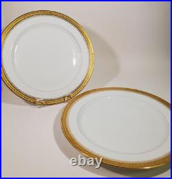 Two Antique French Limoges Gilt Gold Encrusted Rim Dinner Cabinet Plates M Redon