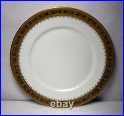 UNION CERAMIQUE china GOLD ENCRUSTED BLUE FLORAL BAND 12 Dinner Plates 9-5/8