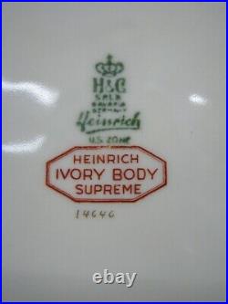 Unused 12 HEINRICH Gold Encrusted Porcelain 10.75 Dinner Service Plates 1940's