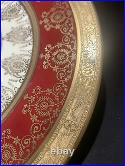 VTG Hutschenreuther Royal Bavaria Red & Gold Dinner Plates 10.75 W Set Of 5