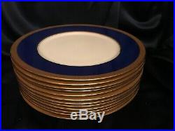 VTG Lenox 1830/P67B for Tiffany & Co. Cobalt w Gold Encrusted 12PC Plates 10.5D