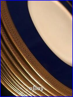 VTG Lenox 1830/P67B for Tiffany & Co. Cobalt w Gold Encrusted 12PC Plates 10.5D