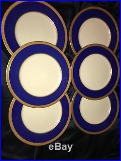 VTG Lenox 1830/P67B for Tiffany & Co. Cobalt w Gold Encrusted 12PC Plates 10.5D