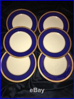 VTG Lenox 1830/P67B for Tiffany & Co. Cobalt w Gold Encrusted 12PC Plates 10.5D