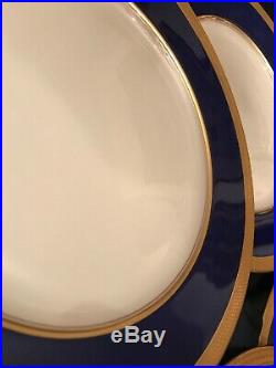 VTG Lenox 1830/P67B for Tiffany & Co. Cobalt w Gold Encrusted 12PC Plates 10.5D