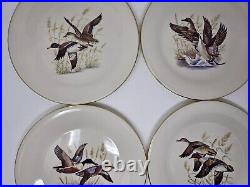 VTG Set Of 4 Lenox Special Ducks Cattails Dinner Plates Gold Trim 10 3/4 MINT