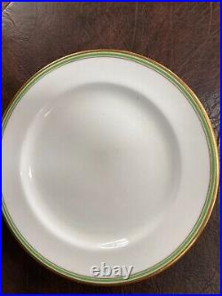 VTG Set of 6 CAULDON England Dinner Plates 10 Burley & Co. Gold and Green Rim