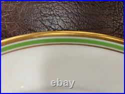 VTG Set of 6 CAULDON England Dinner Plates 10 Burley & Co. Gold and Green Rim