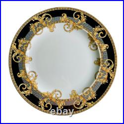 Versace x Rosenthal Prestige Gala Black Gold Silver Pattern Dinner Plate 10.5