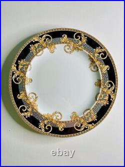 Versace x Rosenthal Prestige Gala Black Gold Silver Pattern Dinner Plate 10.5