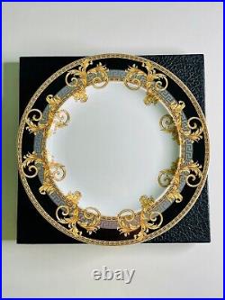 Versace x Rosenthal Prestige Gala Black Gold Silver Pattern Dinner Plate 10.5