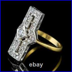Victorian Edwardian Dinner Engagement Ring 14K Yellow Gold Plated 2.1Ct Diamond