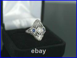 Victorian Engagement & Wedding Dinner Ring 14k White Gold Plated 1.32 Ct Diamond