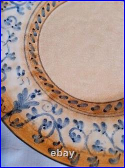 Vietri Italy Dinner Plate set of 9 Francesca Blu Gold, Blue Vine