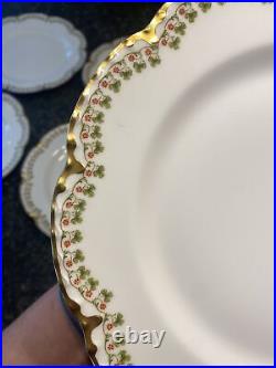 Vint. 6 Haviland Limoges Dinner Plates Gold & Clover Schleiger Pattern 113 9.75