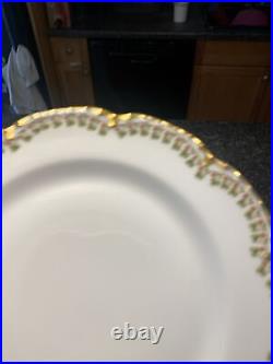 Vint. 6 Haviland Limoges Dinner Plates Gold & Clover Schleiger Pattern 113 9.75