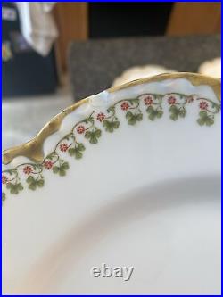 Vint. 6 Haviland Limoges Dinner Plates Gold & Clover Schleiger Pattern 113 9.75