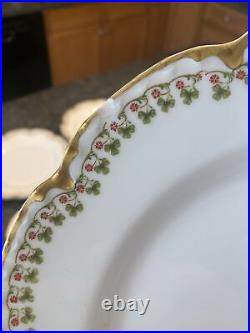 Vint. 6 Haviland Limoges Dinner Plates Gold & Clover Schleiger Pattern 113 9.75