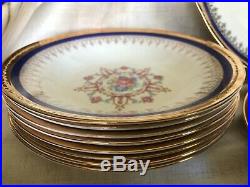 Vintage 22 gold cobalt blue VOGUE dinner SET plates Homer Laughlin floral VOGUE