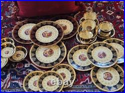 Vintage Angelica Kauffman Art Black & Gold Dinnerware 22K Gold Trim 28pcs Read