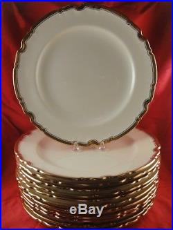 Vintage Antique Copeland Spode England Porcelain 12 Dinner Plates Heavy Gold