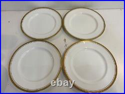 Vintage Aynsley Porcelain Elizabeth Set of 4 Dinner Plates with Gold Trim