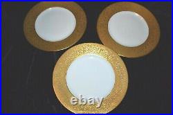 Vintage BAVARIA 22k Gold Border Dinner Plates 11D Set of 6