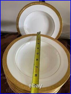 Vintage Beige Davis Collamore & Co Set of 24 Gold Beige Dinner /Rim Plates