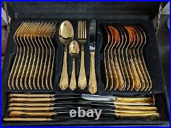 Vintage Bestecke Solingen 24k Gold Plated Dinner Flatware Set / Made in Germany