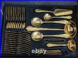 Vintage Bestecke Solingen 24k Gold Plated Dinner Flatware Set / Made in Germany