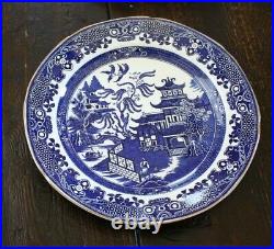 Vintage Burleigh Ware BLUE WILLOW 5 DINNER PLATES Gilded Edging England 10.25