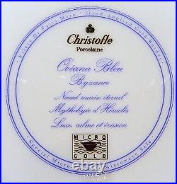 Vintage CHRISTOFLE Oceana Bleu & Byzance Micro Gold Fine Porcelaine Dinnerware
