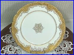 Vintage Charles Ahrenfeldt Limoges Porcelain Set Of 6 Dinner Plates 10'' Gold