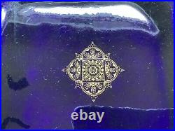 Vintage Cobalt Blue And Gold 10 1/2 Elaborate Square Serving Dish With Handles