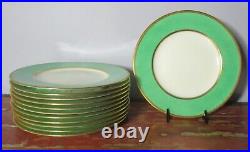 Vintage GORHAM 10.75 WEDGWOOD Dinner Service Plates Mottled Green & Gold