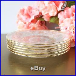 Vintage Glass Plates With Gold Rim, Set Of 6 Gold Rimmed Clear Dinner Plates