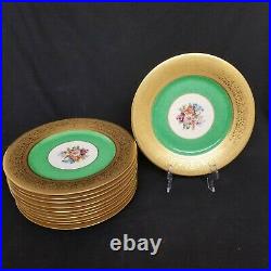 Vintage Gold & Green Ringed with Floral Center Bailey, Banks & Biddle Co. 10 1/2