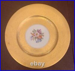 Vintage Hutschenreuther Selb Bavaria Gold Flower Dinner Plates Set Of 6