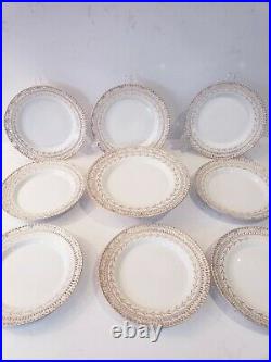 Vintage KPM gold swag reticulated porcelain Plates and footed tazza Germany