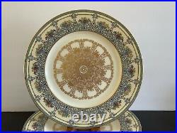 Vintage Lenox J451 Gold Medallion Center and Floral Rim Dinner Plates Set of 6