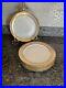 Vintage-Limoges-France-Unique-9-75-Gold-Scroll-Trim-6-Dinner-Plates-01-ivh