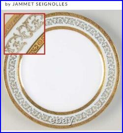 Vintage Limoges France Unique 9.75 Gold Scroll Trim 6- Dinner Plates