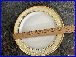 Vintage Limoges France Unique 9.75 Gold Scroll Trim 6- Dinner Plates