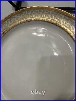 Vintage Limoges France Unique 9.75 Gold Scroll Trim 6- Dinner Plates