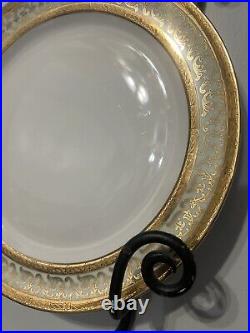 Vintage Limoges France Unique 9.75 Gold Scroll Trim 6- Dinner Plates